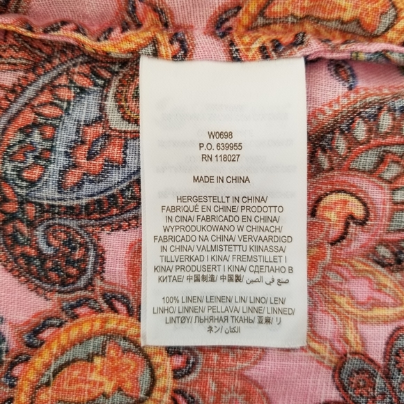 Boden Shirt  Long Sleeve Multicolor 100% Linen Size 14 L - Picture 11 of 12